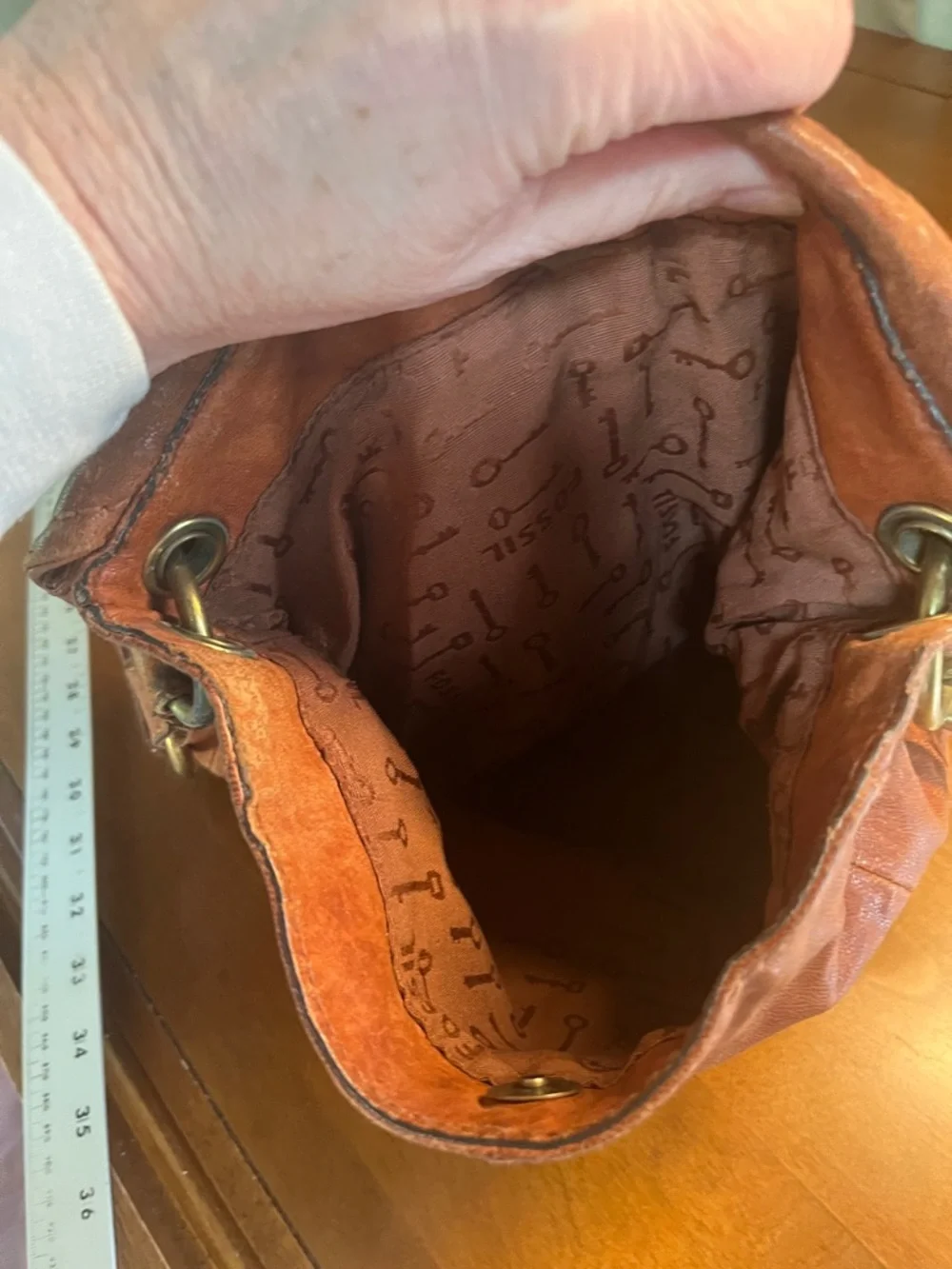 Fossil Distressed Leather Crossbody Bag in Rust Brown